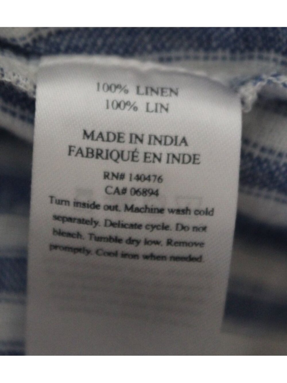 Faherty Margaux 100% Linen Blue&White Striped Sleeveless Dress Size Medium -Flaw - Picture 10 of 10